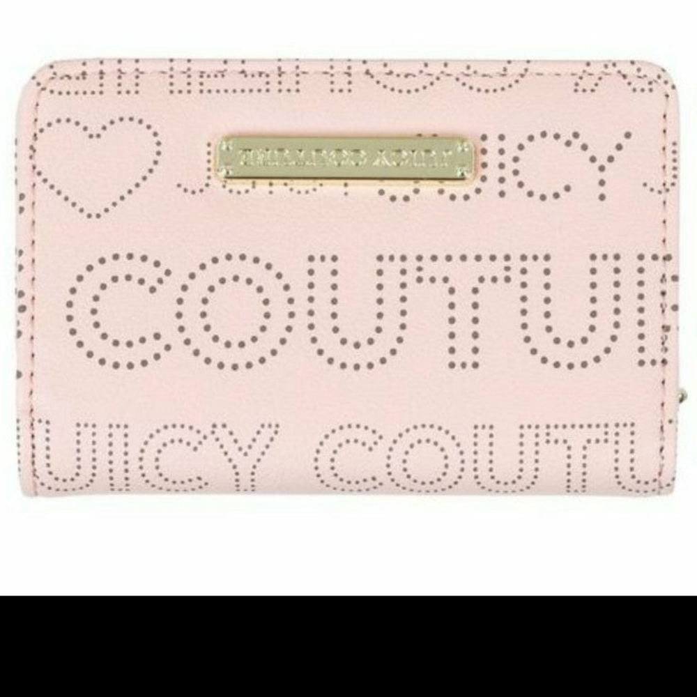Juicy Couture Blush Pink Perforated Logo Compact Wallet
